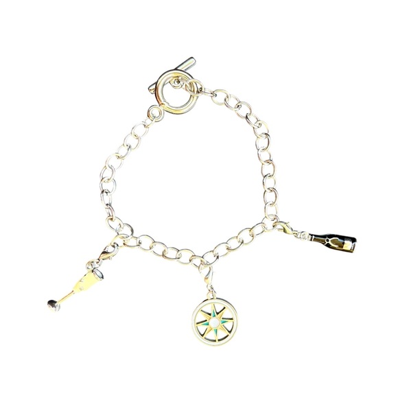 Charm Bracelet Silvertone with 3 Princess Cruise Charms. NEW! - Picture 9 of 11